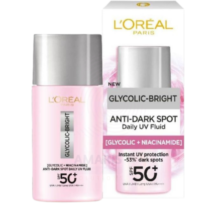 L'ORÉAL PARIS GLYCOLIC-BRIGHT ANTI-DARK SPOT DAILY UV FLUID SPF50+ Amais Beauty